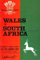 Wales v South Africa 1970 rugby  Programmes